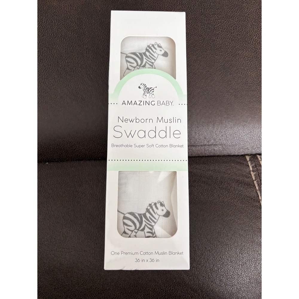 Amazing Baby Muslin‎ Swaddle Blanket Newborn Super Soft Breathable Zebra 36x36